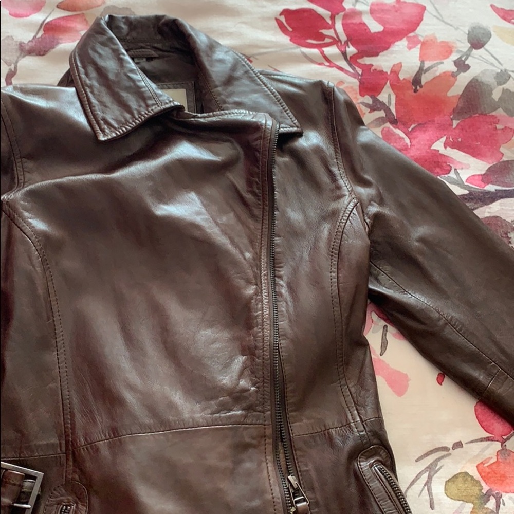 Like new leather jacket  rich brown S